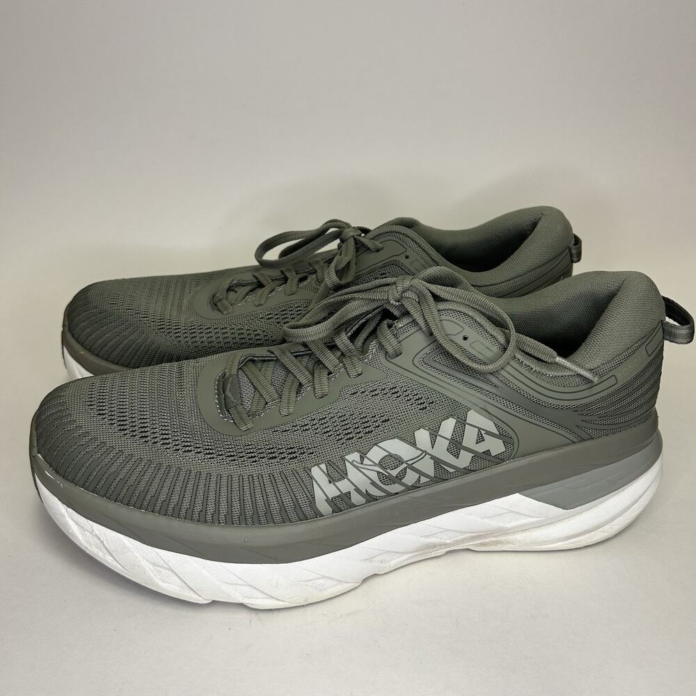 Hoka One One Bondi 7 Shoes Mens Size 10 Olive Green Running no insoles